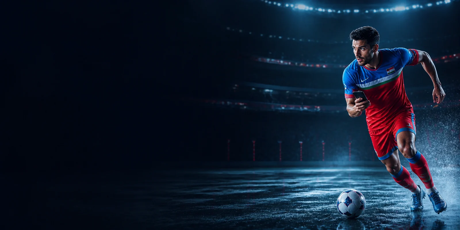 Irish footballer in a floodlit sportsbook arena