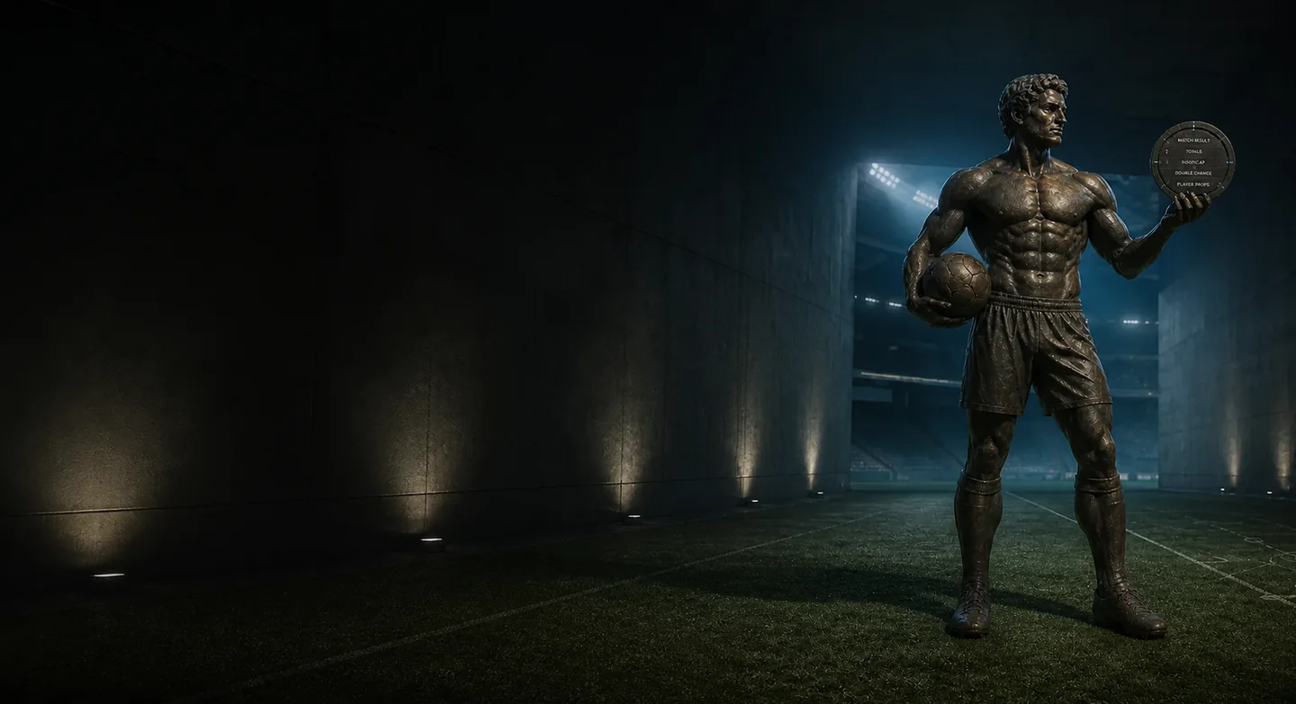 Bronze football guardian representing core sportsbook markets